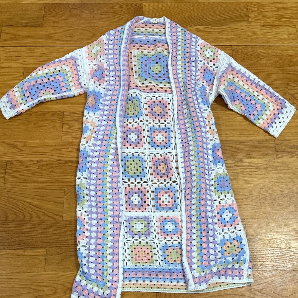 POL Pastel Crochet Cardigan NWOT